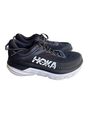 Hoka Bondi 7 Wide Womens 10.5D Black White Running Shoes 1110531